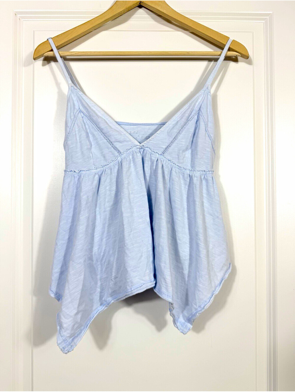 Aerie Light Blue Babydoll Cami Top Handkerchief Hem Size S Fairy Soft Girl Boho